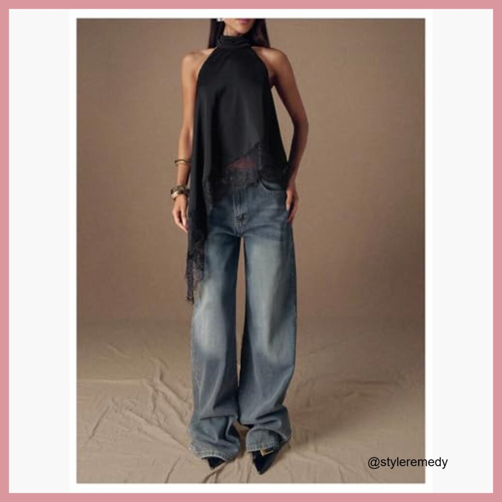 Polyester Halter Top Backless Asymmetrical Cami R… - image 6